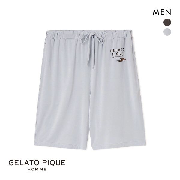ジェラートピケ オム メンズ 接触冷感 COOLレーヨンロゴハーフパンツ ジェラピケ パジャマ ルームウェア GELATO PIQUE HOMME