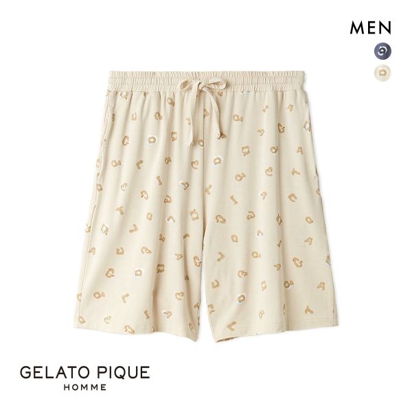 ジェラートピケ オム メンズ レオパード総柄ハーフパンツ ジェラピケ パジャマ ルームウェア gelato pique HOMME