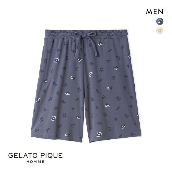 ジェラートピケ オム メンズ レオパード総柄ハーフパンツ ジェラピケ パジャマ ルームウェア gelato pique HOMME ジェラートピケ オム メンズ レオパード総柄ハーフパンツ ジェラピケ パジャマ ルームウェア gelato pique HOMME