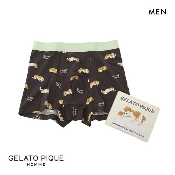 ジェラートピケ オム メンズ スリーピンングドッグ柄アンダーウェア ジェラピケ ボクサーパンツ GELATO PIQUE HOMME ジェラートピケ オム メンズ スリーピンングドッグ柄アンダーウェア ジェラピケ ボクサーパンツ GELATO PIQUE HOMME