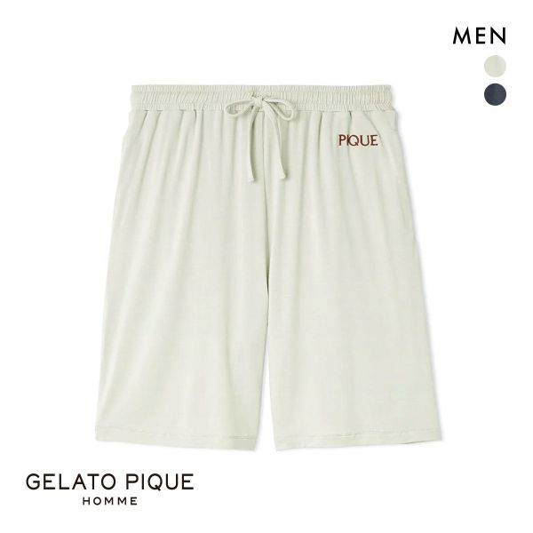 ジェラートピケ オム メンズ 接触冷感 カラーレーヨンロゴハーフパンツ ジェラピケ パジャマ ルームウェア gelato pique HOMME
