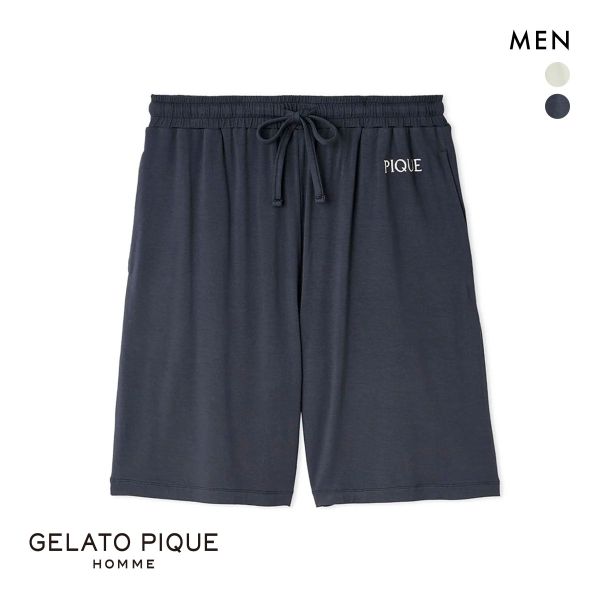 ジェラートピケ オム メンズ 接触冷感 カラーレーヨンロゴハーフパンツ ジェラピケ パジャマ ルームウェア gelato pique HOMME