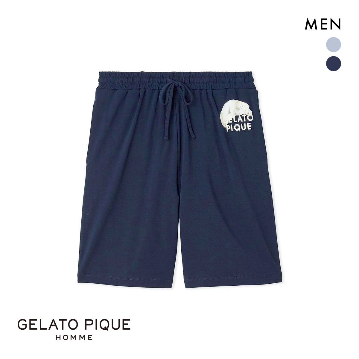 ジェラートピケ オム メンズ レーヨンクッキーアイスサンドハーフパンツ ジェラピケ パジャマ ルームウェア gelato pique HOMME(NV-ネイビー-M)