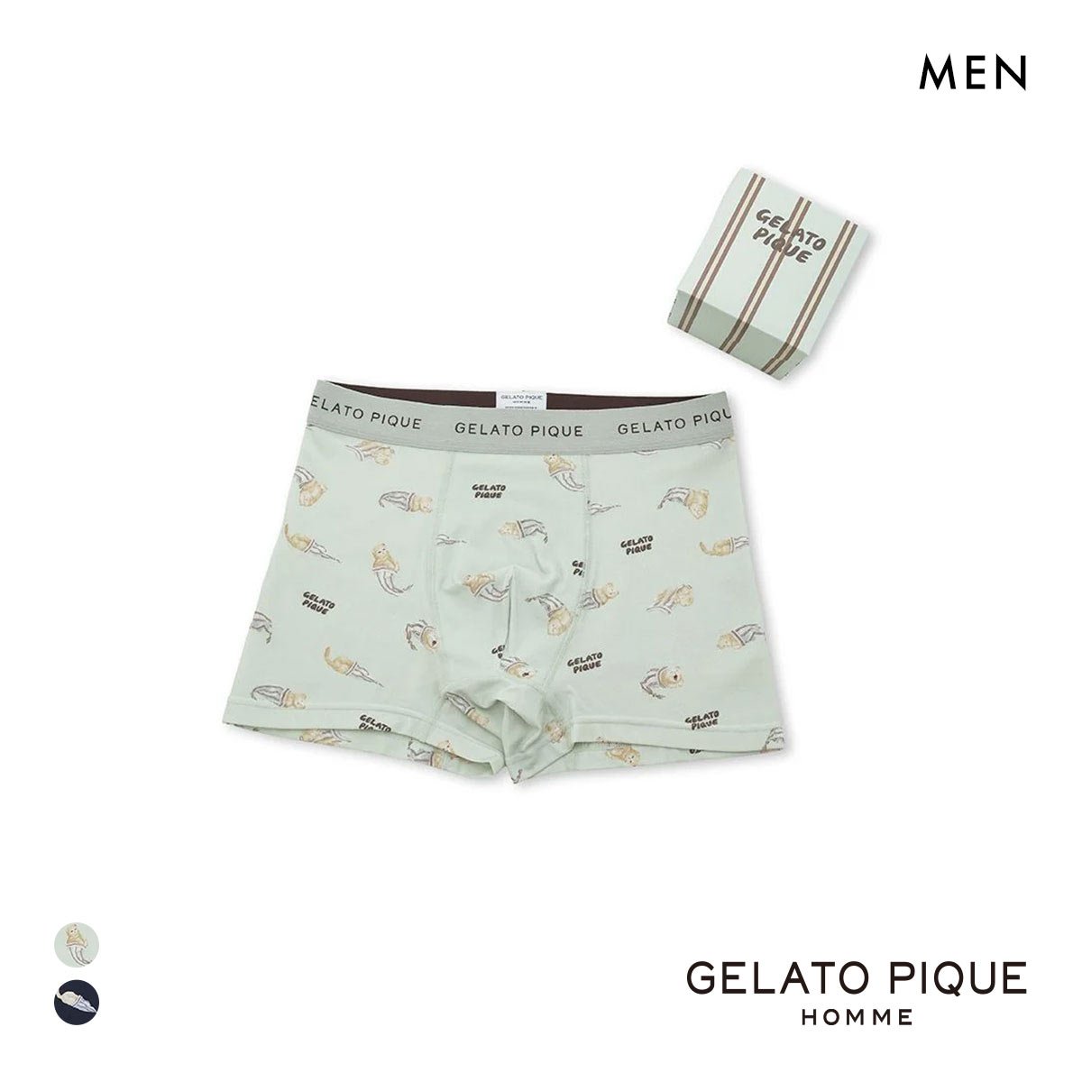 ジェラートピケ オム メンズ sleeping cat 総柄ボクサーパンツ ジェラピケ GELATO PIQUE HOMME(MI-ミント-M)