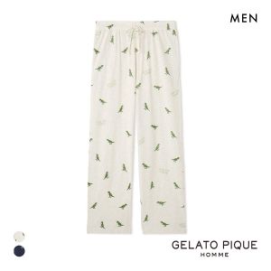 ジェラートピケ オム メンズ スラブダイナソー総柄ロングパンツ ジェラピケ パジャマ ルームウェア gelato pique HOMME
