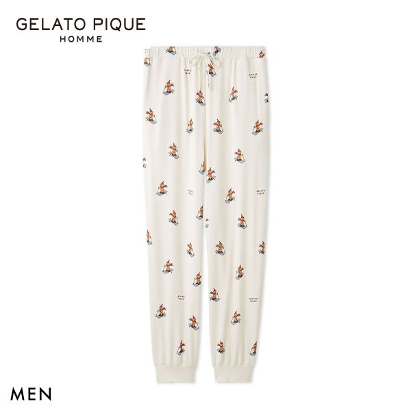 ジェラートピケ オム メンズ HOLIDAY ジェラートスキーベア柄ロングパンツ ジェラピケ パジャマ ルームウェア gelato pique HOMME