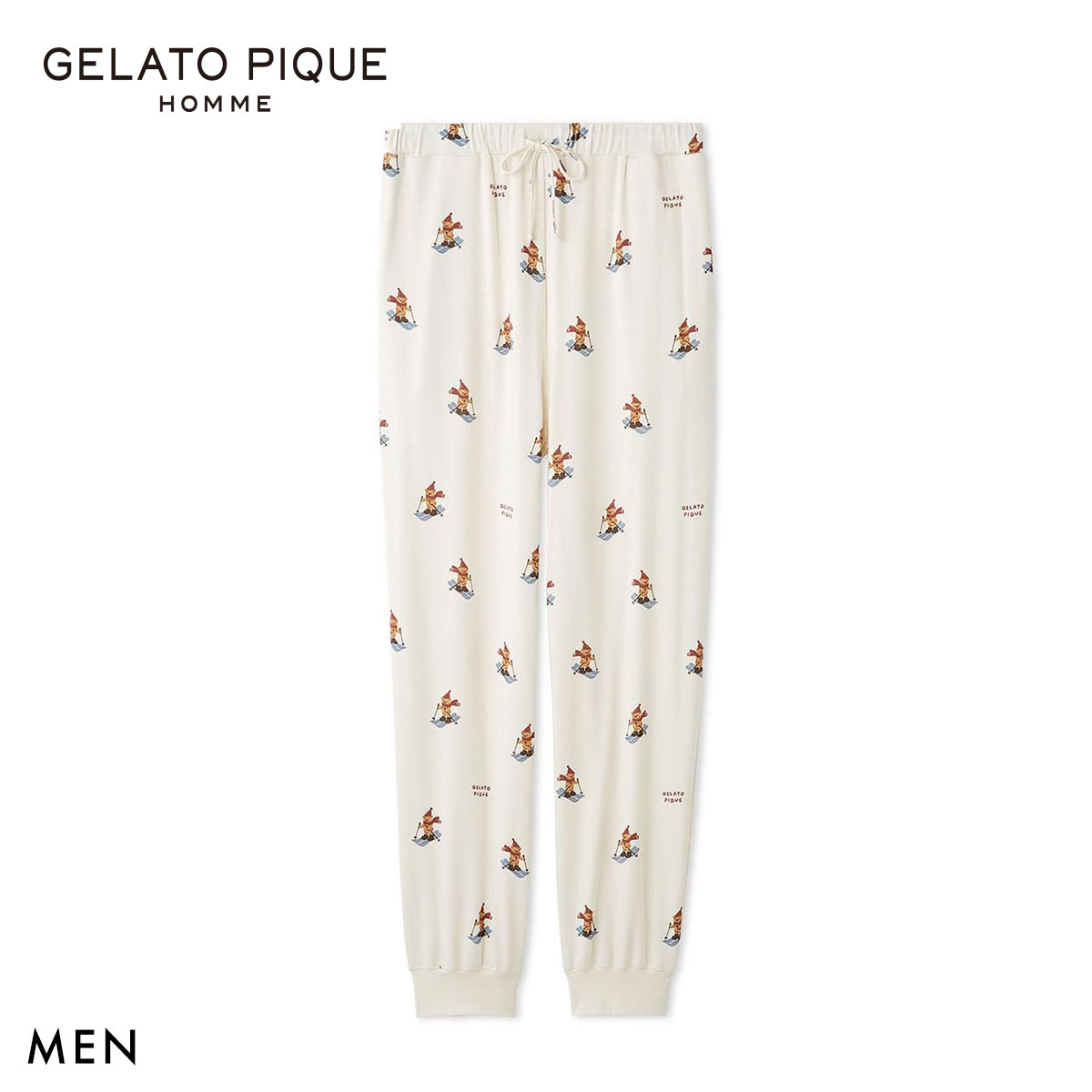 ジェラートピケ オム メンズ HOLIDAY ジェラートスキーベア柄ロングパンツ ジェラピケ パジャマ ルームウェア gelato pique HOMME