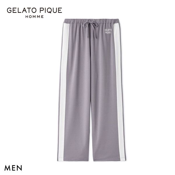 ジェラートピケ オム メンズ インレイロゴラインロングパンツ ジェラピケ パジャマ ルームウェア gelato pique HOMME