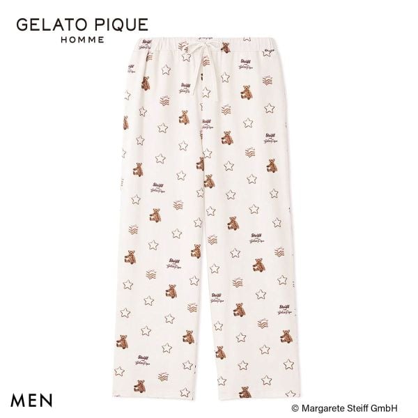 ジェラートピケ オム メンズ シュタイフ 総柄ロングパンツ ジェラピケ パジャマ ルームウェア gelato pique HOMME steiff