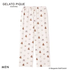 ジェラートピケ オム メンズ シュタイフ 総柄ロングパンツ ジェラピケ パジャマ ルームウェア gelato pique HOMME steiff