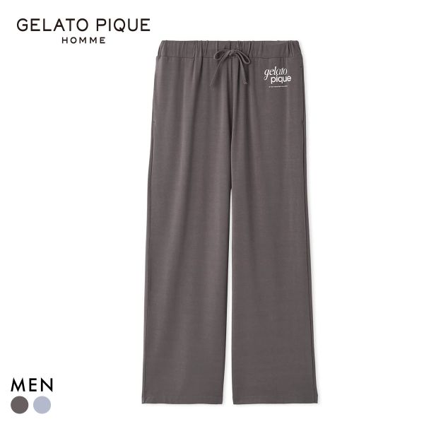 ジェラートピケ オム メンズ ロゴワンポイントプリントロングパンツ ジェラピケ パジャマ ルームウェア gelato pique HOMME