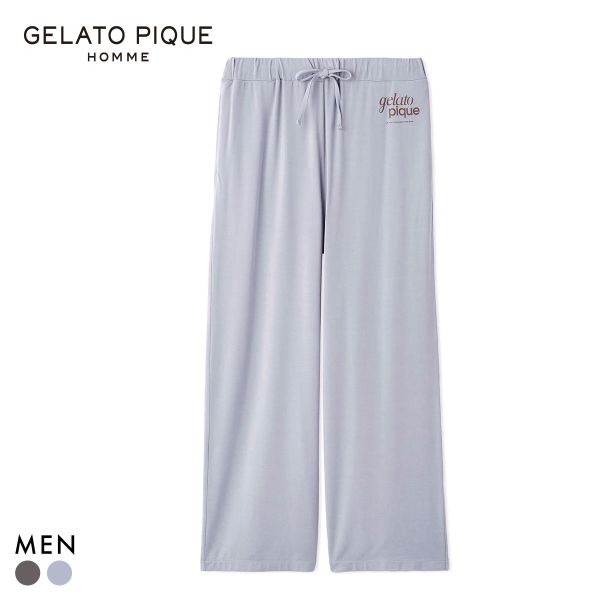 ジェラートピケ オム メンズ ロゴワンポイントプリントロングパンツ ジェラピケ パジャマ ルームウェア gelato pique HOMME
