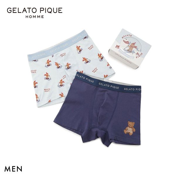 ジェラートピケ オム メンズ HOLIDAY ベア柄アンダーウェア ジェラピケ ボクサーパンツ gelato pique HOMME