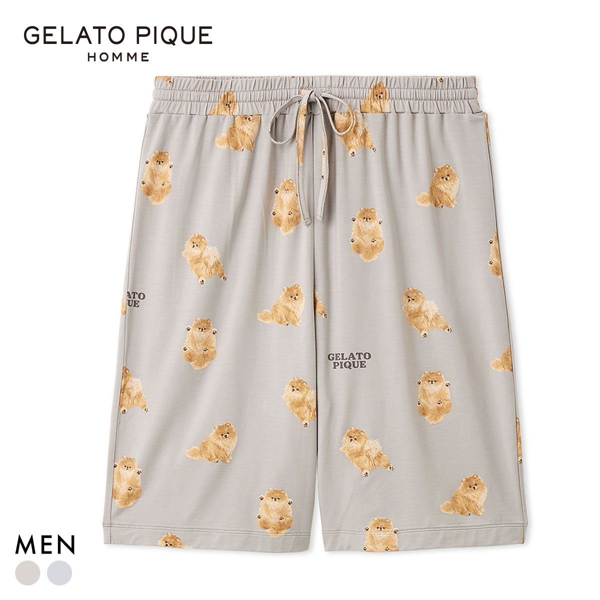 ジェラートピケ オム メンズ ドッグ柄ハーフパンツ ジェラピケ パジャマ ルームウェア GELATO PIQUE HOMME