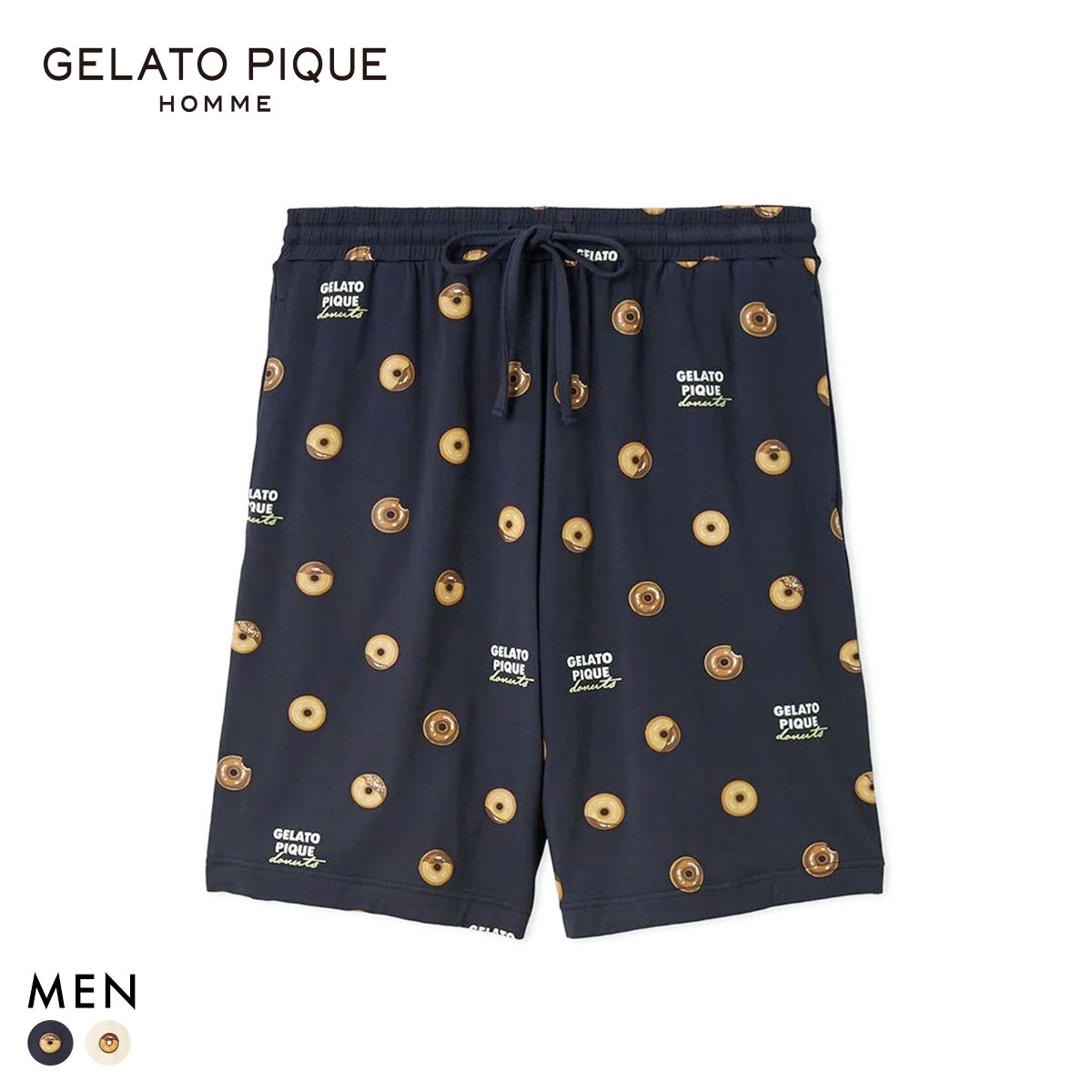 ジェラートピケ オム メンズ ドーナツ総柄ハーフパンツ ジェラピケ パジャマ GELATO PIQUE HOMME