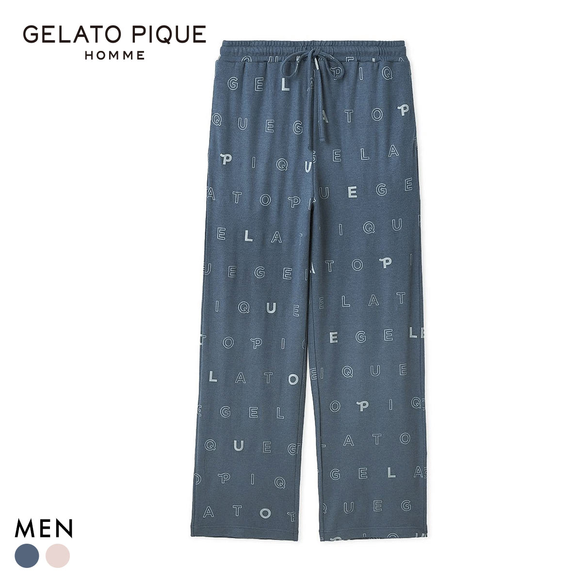 ジェラートピケ オム メンズ 吸湿発熱レーヨンロングパンツ ジェラピケ パジャマ ルームウェア gelato pique HOMME(NV-ネイビー-M)