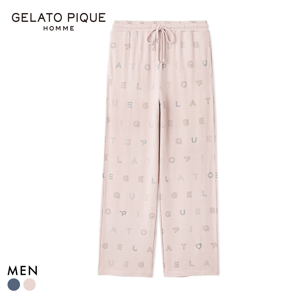 ジェラートピケ オム メンズ 吸湿発熱レーヨンロングパンツ ジェラピケ パジャマ ルームウェア gelato pique HOMME(PB-ピンクベージュ-M)