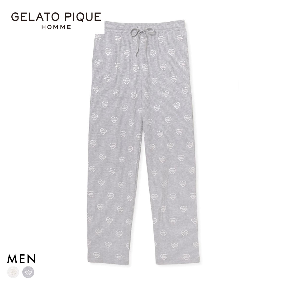 ジェラートピケ オム メンズ ワッフルロングパンツ ジェラピケ パジャマ ルームウェア gelato pique HOMME(GY-グレー-M)