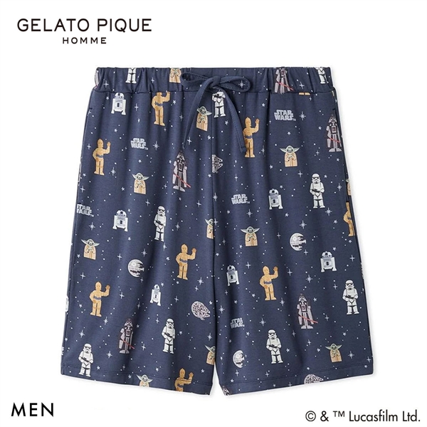 ジェラートピケ STAR WARS オム メンズ 総柄ハーフパンツ ジェラピケ パジャマ スターウォーズ GELATO PIQUE HOMME