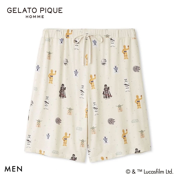 ジェラートピケ STAR WARS オム メンズ 総柄ハーフパンツ ジェラピケ パジャマ スターウォーズ GELATO PIQUE HOMME