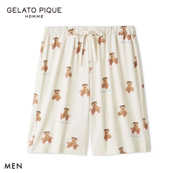 ジェラートピケ オム メンズ 接触冷感 サマーベア柄ハーフパンツ ジェラピケ パジャマ GELATO PIQUE HOMME