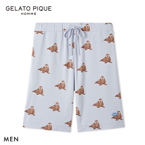 ジェラートピケ オム メンズ 接触冷感 シーアニマル柄ハーフパンツ ジェラピケ パジャマ ルームウェア GELATO PIQUE HOMME