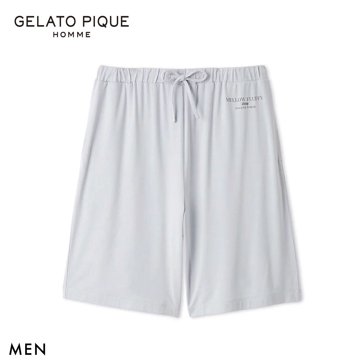 ジェラートピケ オム メンズ 接触冷感 COOLレーヨンロゴハーフパンツ ジェラピケ パジャマ ルームウェア GELATO PIQUE HOMME(BU-ブルー-M)