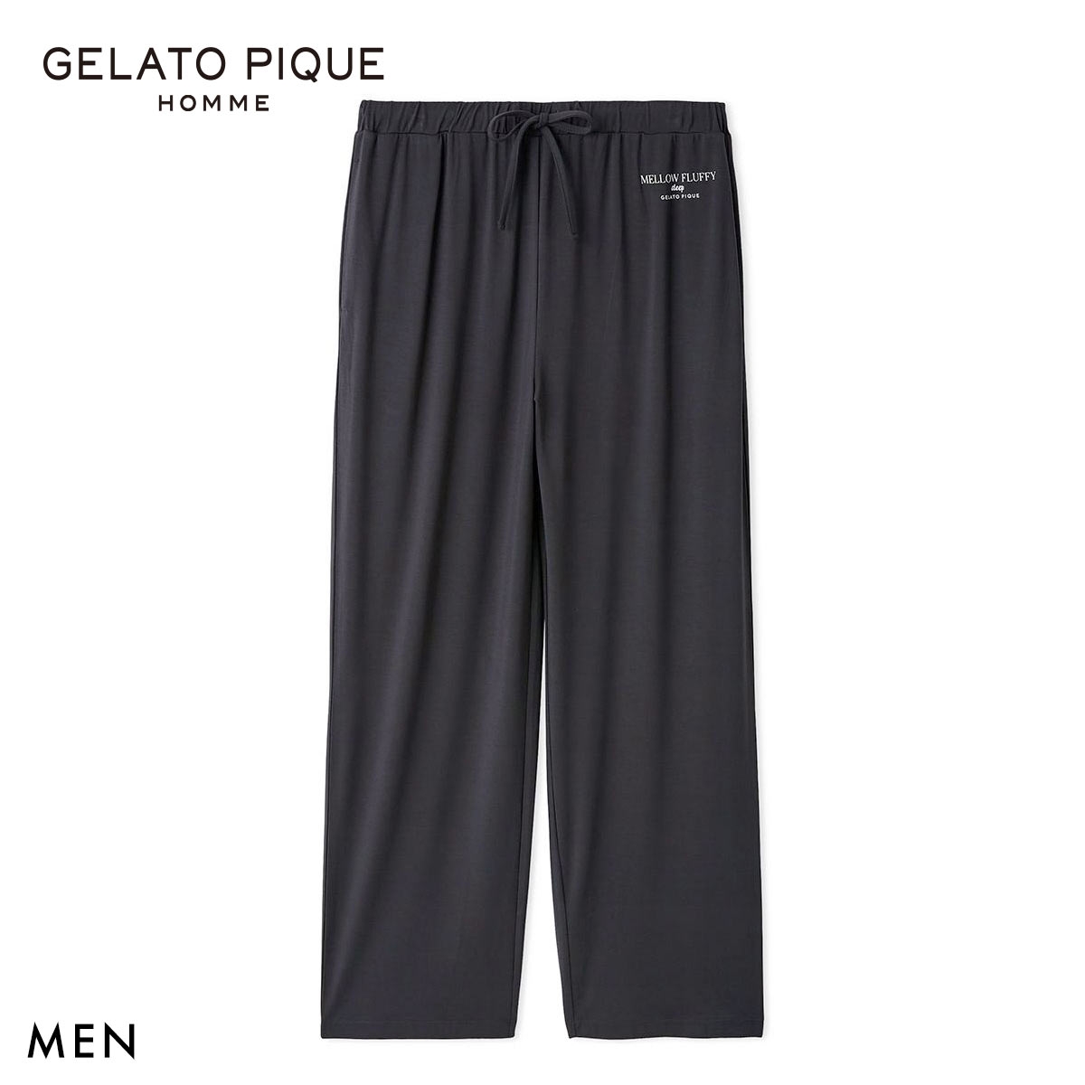 ジェラートピケ オム メンズ 接触冷感 COOLレーヨンロゴロングパンツ ジェラピケ パジャマ ルームウェア GELATO PIQUE HOMME(DGY-濃グレー-M)