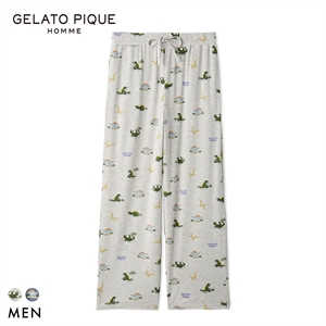 ジェラートピケ オム メンズ 接触冷感 スリーピングダイナソー柄ロングパンツ ジェラピケ パジャマ GELATO PIQUE HOMME