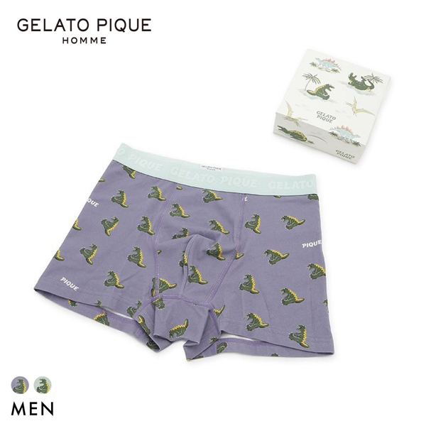 ジェラートピケ オム メンズ スリーピングダイナソー柄ボクサーパンツ BOX付き ジェラピケ gelato pique HOMME