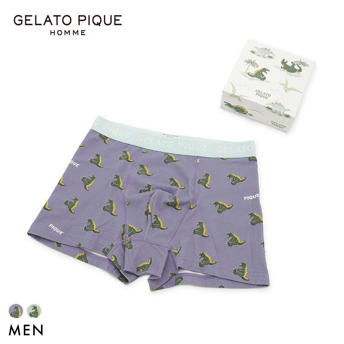 ジェラートピケ オム メンズ スリーピングダイナソー柄ボクサーパンツ BOX付き ジェラピケ gelato pique HOMME