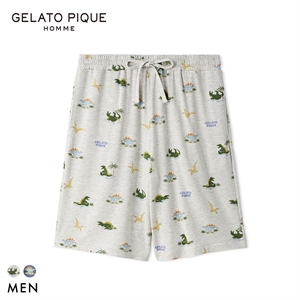 ジェラートピケ オム メンズ 接触冷感 スリーピングダイナソー柄ハーフパンツ ジェラピケ パジャマ GELATO PIQUE HOMME
