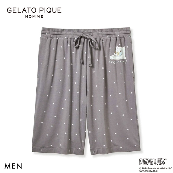 ジェラートピケ オム PEANUTS メンズ 接触冷感 ハーフパンツ スヌーピー SNOOPY ジェラピケ パジャマ GELATO PIQUE HOMME