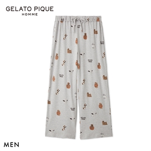 ジェラートピケ オム メンズ HALLOWEEN ナイトパレードDOGS柄ロングパンツ ジェラピケ パジャマ GELATO PIQUE HOMME ハロウィン