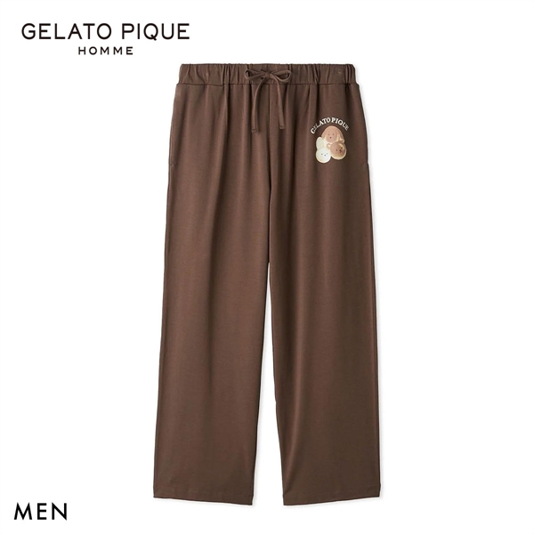ジェラートピケ オム メンズ アニマルブレッドワンポイントロングパンツ ジェラピケ パジャマ GELATO PIQUE HOMME