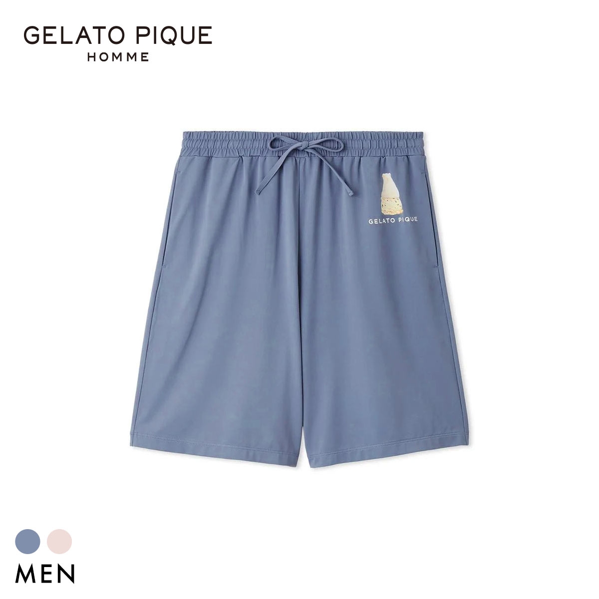ジェラートピケ オム メンズ 接触冷感 抗菌防臭 シロクマプリンハーフパンツ ジェラピケ パジャマ GELATO PIQUE HOMME