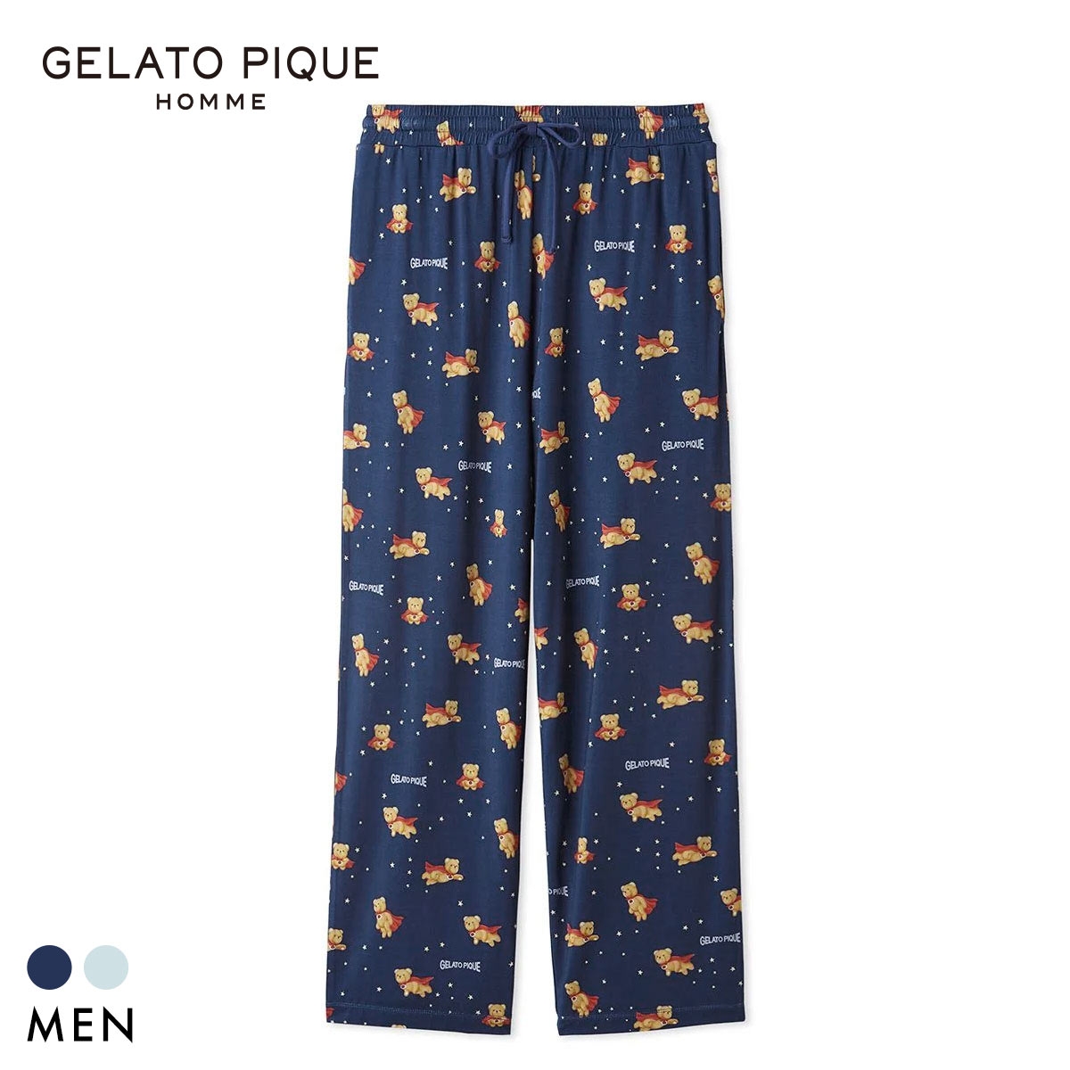 ジェラートピケ オム メンズ 抗菌防臭 レーヨンヒーローベア柄ロングパンツ ジェラピケ パジャマ GELATO PIQUE HOMME