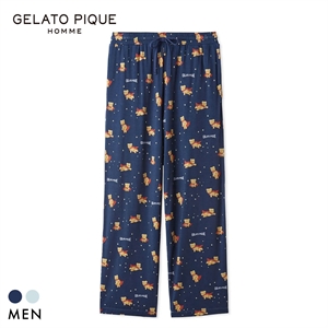 ジェラートピケ オム メンズ 抗菌防臭 レーヨンヒーローベア柄ロングパンツ ジェラピケ パジャマ GELATO PIQUE HOMME