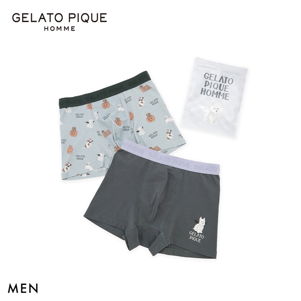 ジェラートピケ オム メンズ HALLOWEEN ナイトパレードDOGS柄ボクサーパンツ ジェラピケ パジャマ GELATO PIQUE HOMME ハロウィン