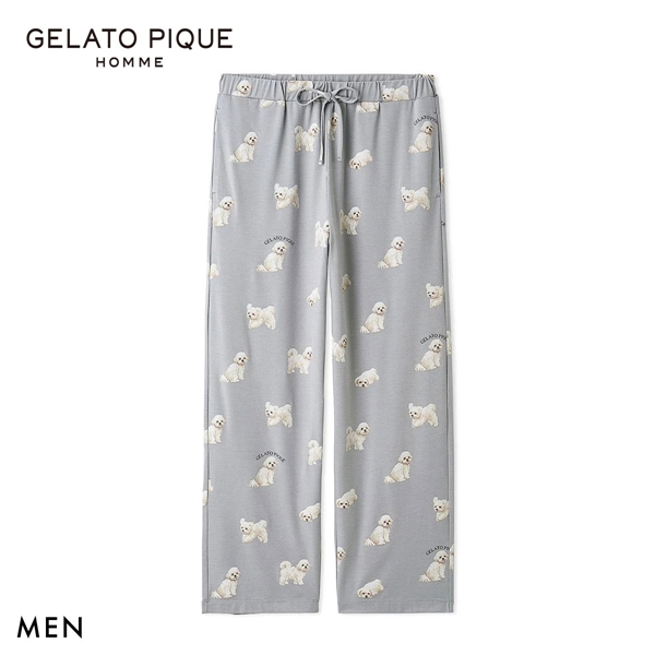ジェラートピケ オム メンズ お散歩ドッグ柄ロングパンツ ジェラピケ パジャマ GELATO PIQUE HOMME