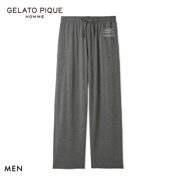 ジェラートピケ オム メンズ レーヨンロゴロングパンツ ジェラピケ パジャマ ルームウェア gelato pique HOMME