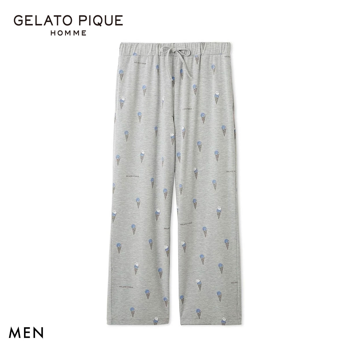 ジェラートピケ オム メンズ IFMC. 総柄ロングパンツ ジェラピケ パジャマ ルームウェア gelato pique HOMME(B-M)