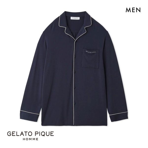 ジェラートピケ オム GELATO PIQUE メンズ 【HOMME】パイピングシャツ ジェラピケ パジャマ ルームウェア
