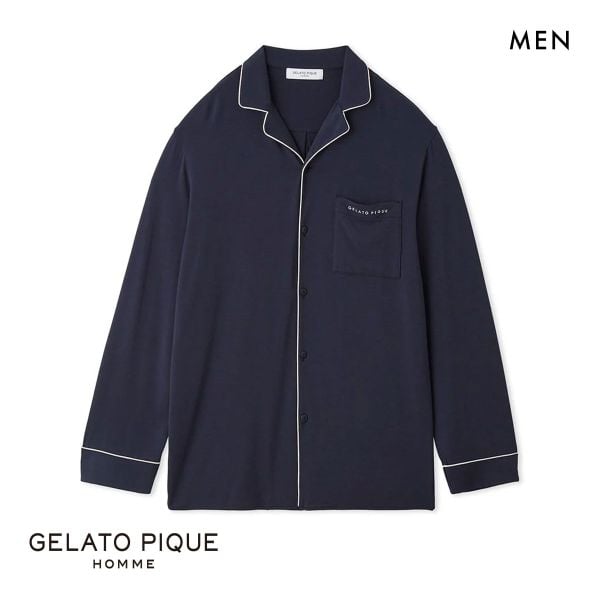 ジェラートピケ オム GELATO PIQUE メンズ 【HOMME】パイピングシャツ ジェラピケ パジャマ ルームウェア