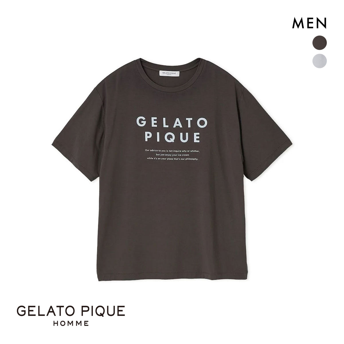 ジェラートピケ オム メンズ 接触冷感 COOLレーヨンロゴTシャツ ジェラピケ パジャマ ルームウェア gelato pique HOMME(CGY-チャコールグレー-M)