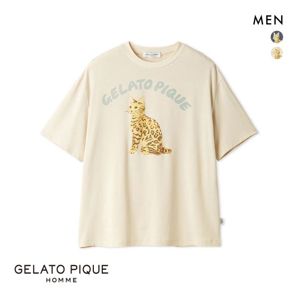ジェラートピケ オム メンズ キャットワンポイントTシャツ ジェラピケ パジャマ ルームウェア gelato pique HOMME