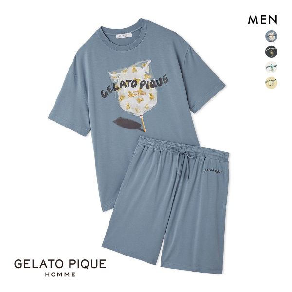 ジェラートピケ オム メンズ 接触冷感 レーヨン夏祭りプリントTシャツ & ハーフパンツセット ジェラピケ パジャマ GELATO PIQUE HOMME ジェラートピケ オム メンズ 接触冷感 レーヨン夏祭りプリントTシャツ & ハーフパンツセット ジェラピケ パジャマ GELATO PIQUE HOMME
