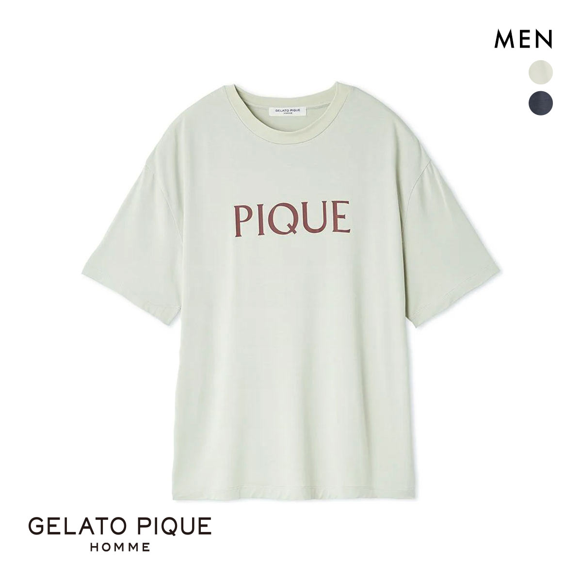 ジェラートピケ オム メンズ 接触冷感 カラーレーヨンロゴTシャツ ジェラピケ パジャマ ルームウェア gelato pique HOMME(GR-グリーン-M)