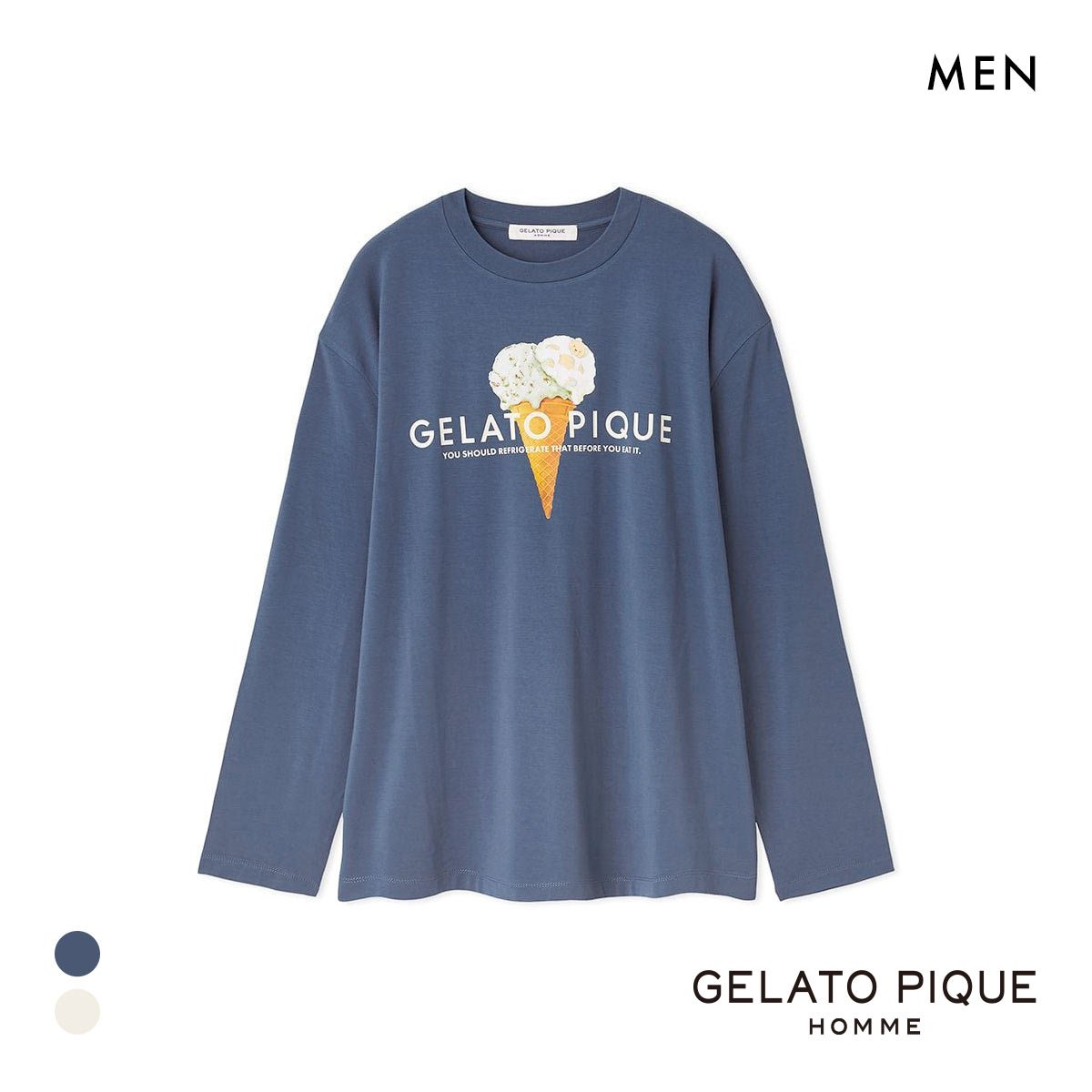 ジェラートピケ オム メンズ レーヨンダブルジェラートロゴロンT ジェラピケ パジャマ ルームウェア gelato pique HOMME(NV-ネイビー-M)