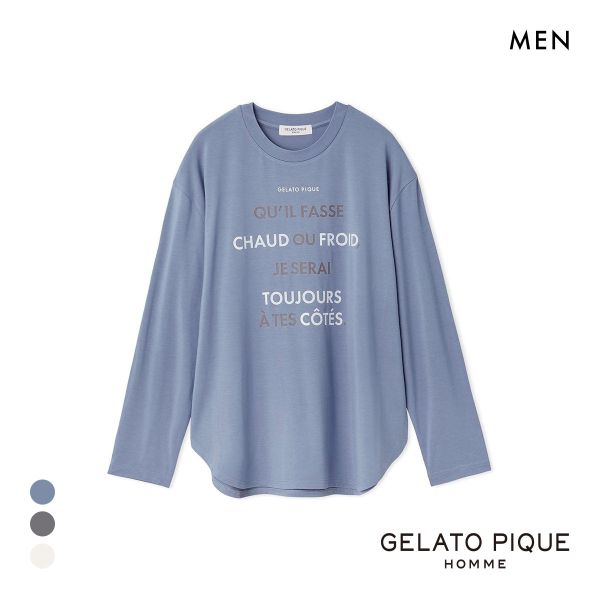 ジェラートピケ オム メンズ カラーワンポイントシャツテールロンT ジェラピケ パジャマ ルームウェア gelato pique HOMME